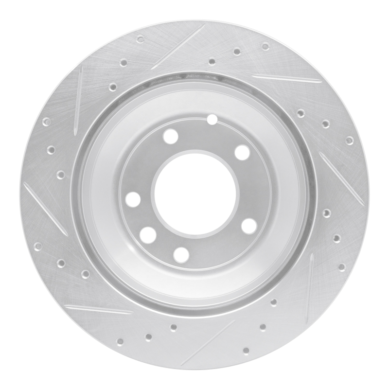 Audi Q7 Brake Rotor (1) - Rear Right - R1 Concepts - Drilled & Slotted - Silver - `03-`18